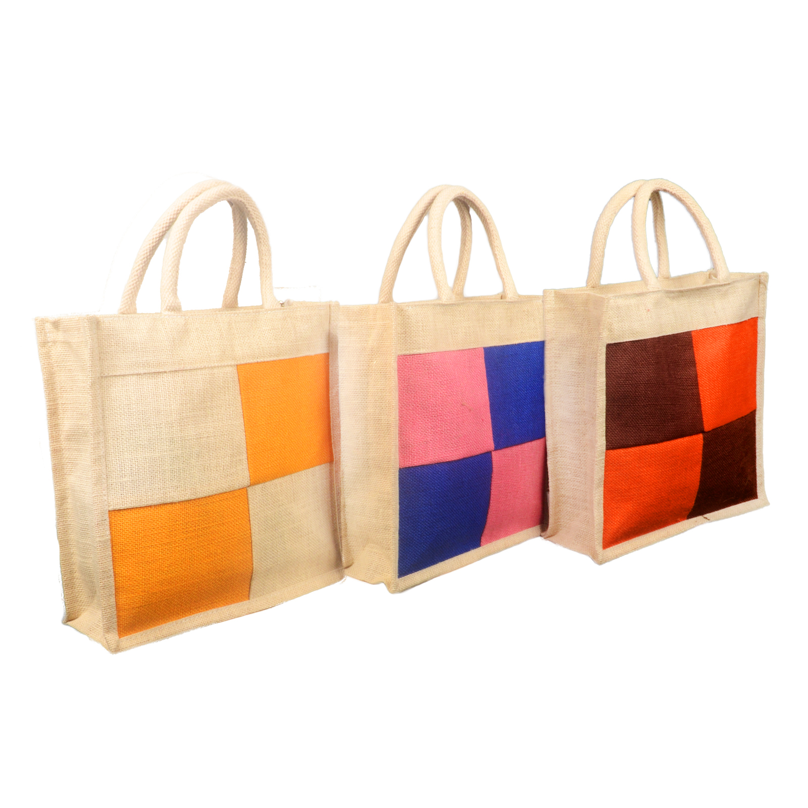 Multicolored Jute Square Design Bag