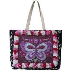 Embroidered Sling Bag, Closure Type : Magnetic Button, Material : Cotton Canvas - Suman Enterprises