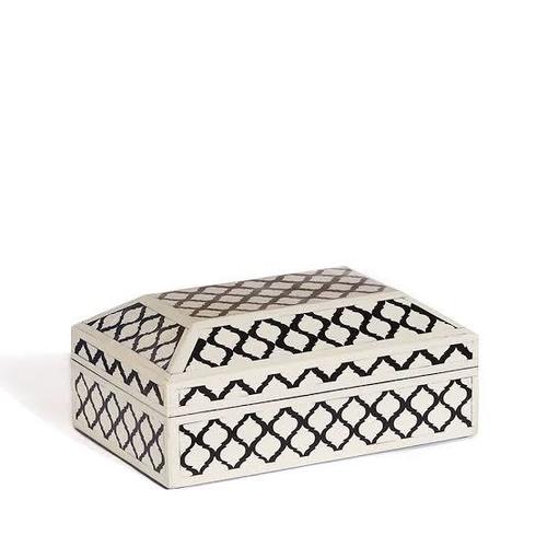 Black Bone Inlay Jewellery Box- Morrocon Pattern