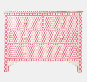 Bone Inlay 4-Drawer Commode-Inverse Hexagon