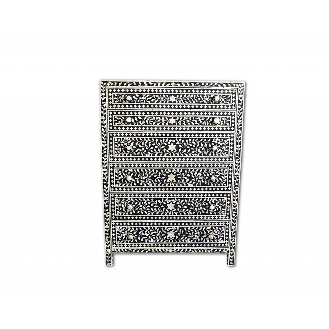 Bone Inlay Commode -Thin Zigzag