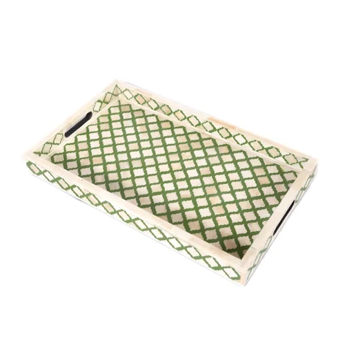 Bone Inlay Rectangular Tray-Geometric