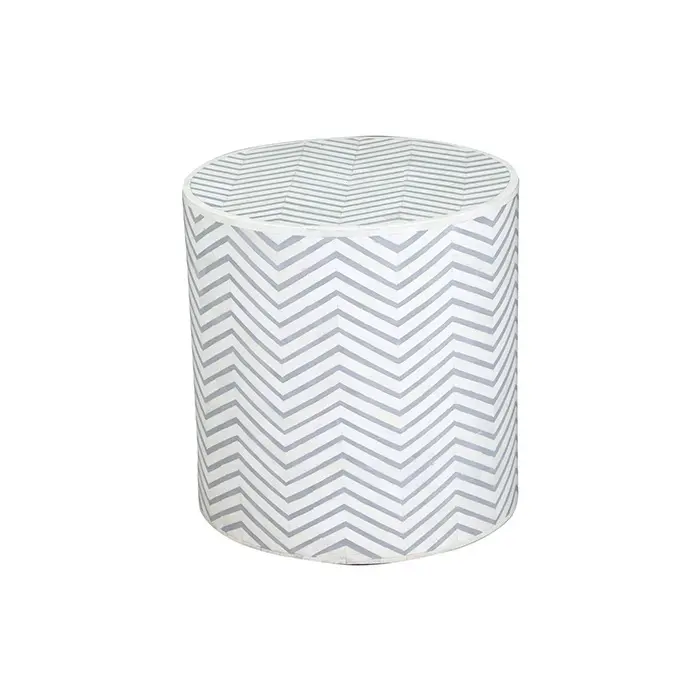 Bone Inlay Round Stool-Chevron