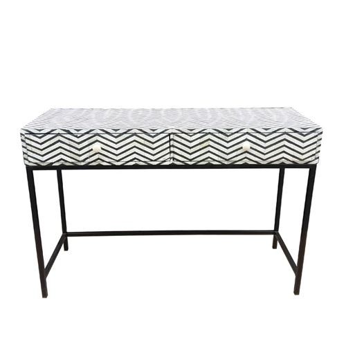 Bone Inlay Side Table–Zig Zag