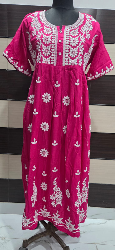 Chikankari Work Anarkali Kurti