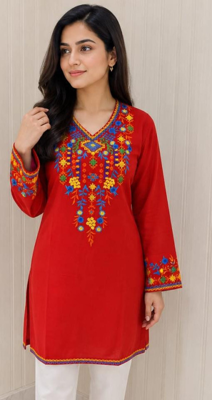 Embroidered Short Woolen Kurti