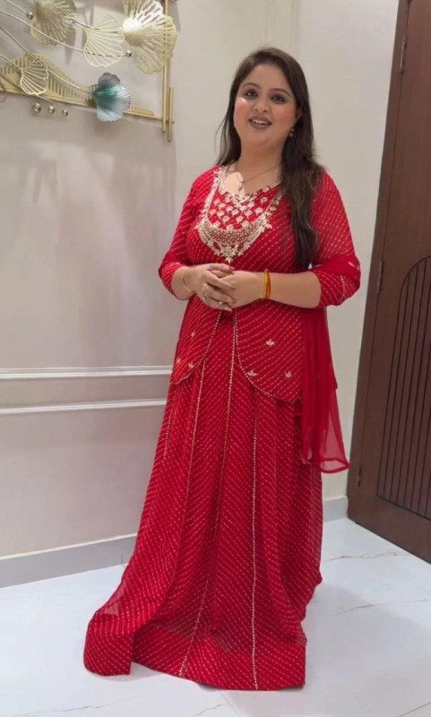 Designer Georgette Embroidered Lehenga Choli