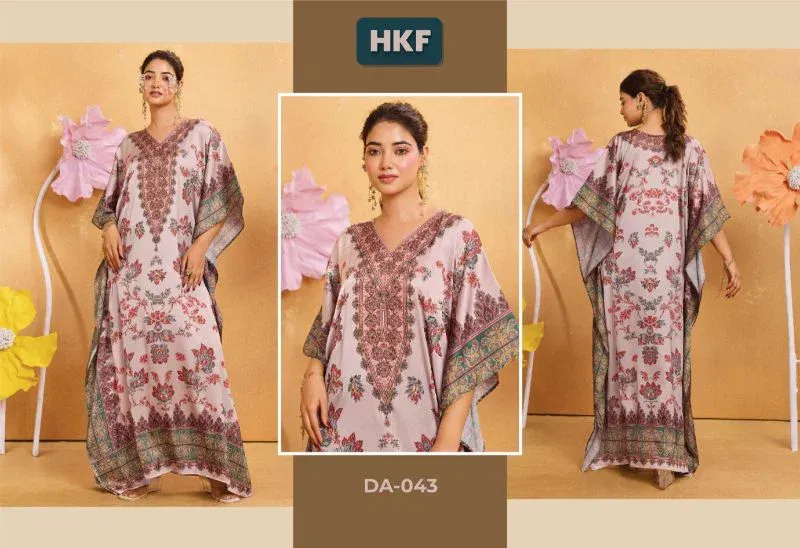 Hkf Dua Kaftan Soft Satin Printed Fancy Kaftan Collection