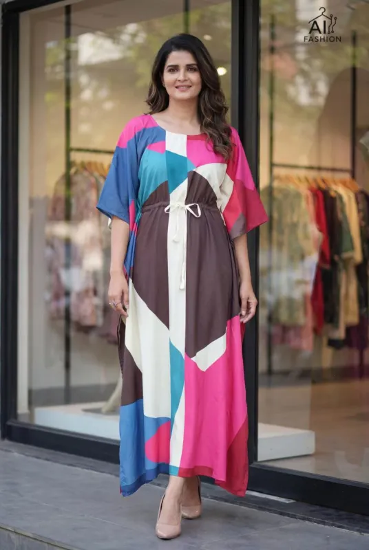 Kaftan French Crepe Printed Long Kaftan Collection