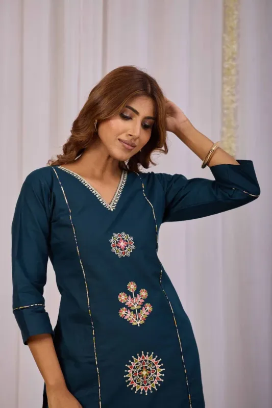 Md Mahi Dhabu Cotton Embroidered Kurti With Bottom Collection