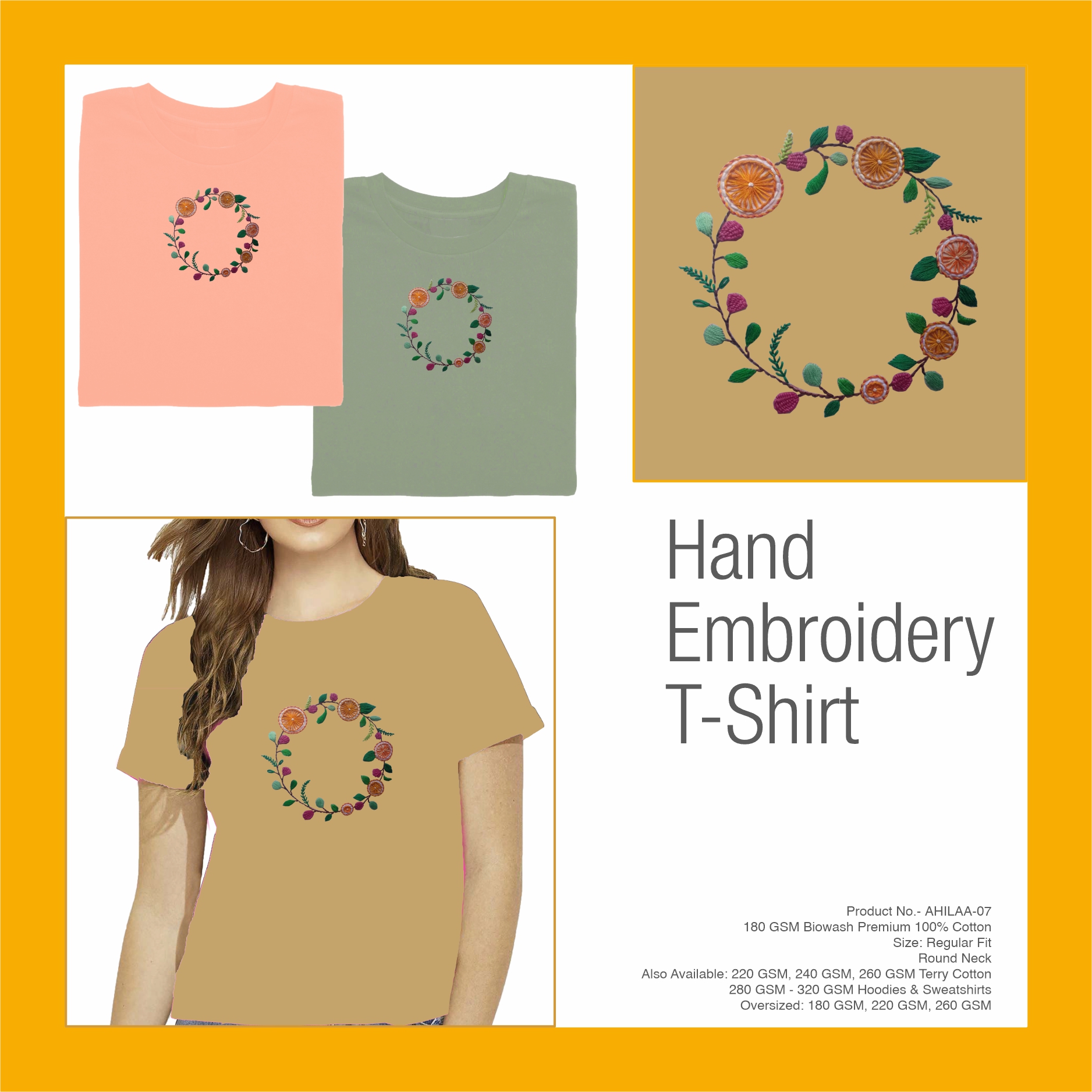 AHILAA-07 Hand Embroidery Circle T-Shirt