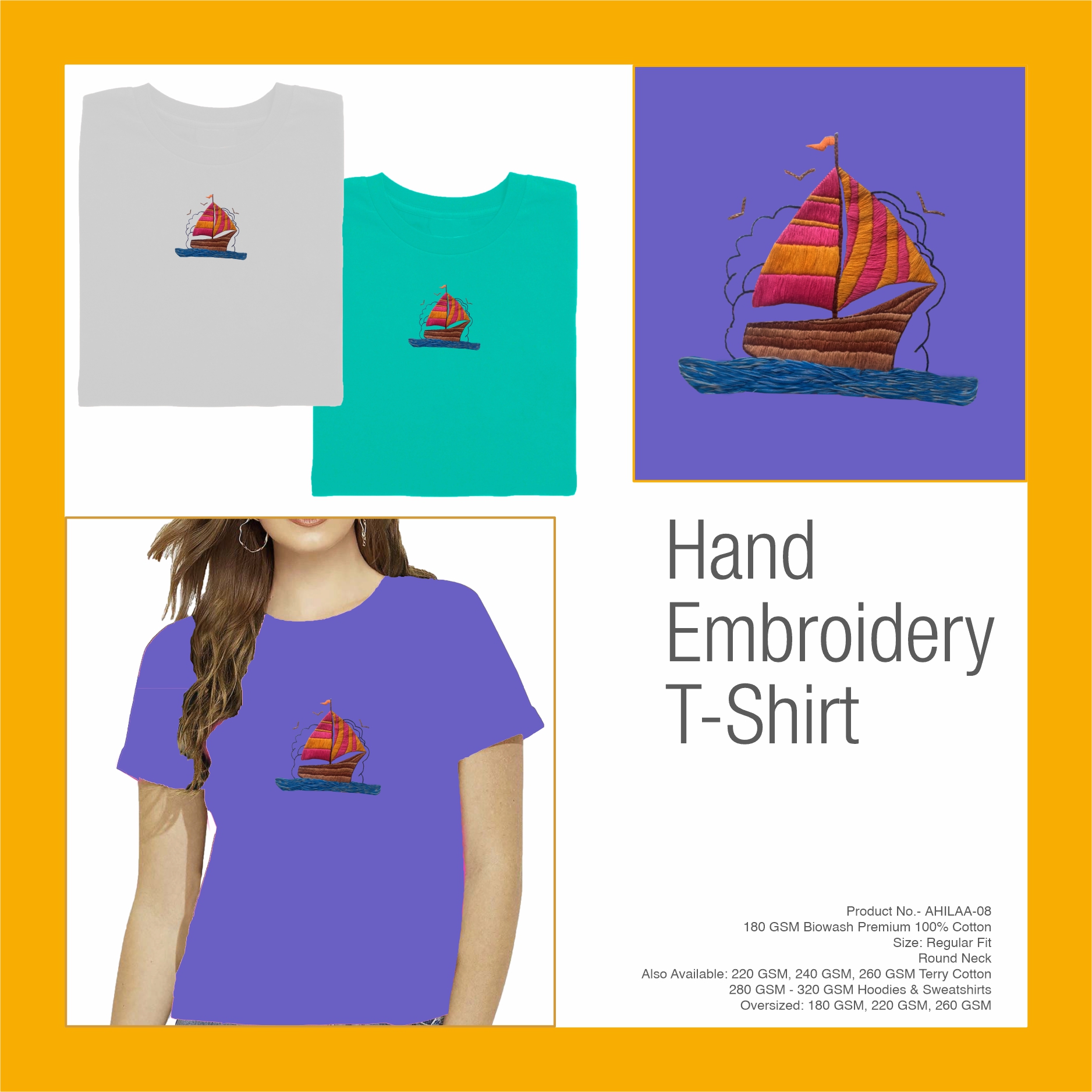 AHILAA-08 Hand Painted Ship T-Shirt