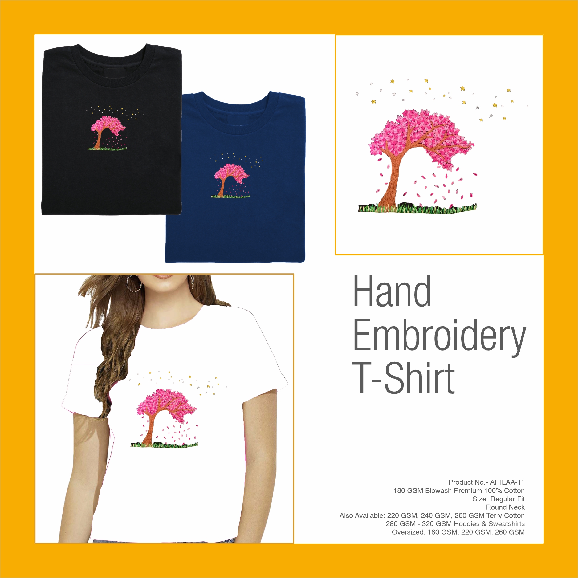AHILAA-11 Hand Embroidery Tree T-Shirt