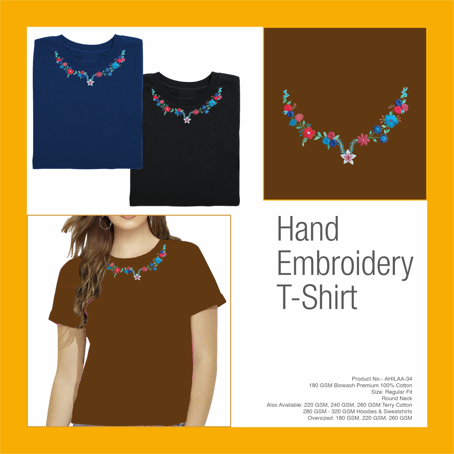 AHILAA-34 Hand Embroidery 4 July T-Shirt