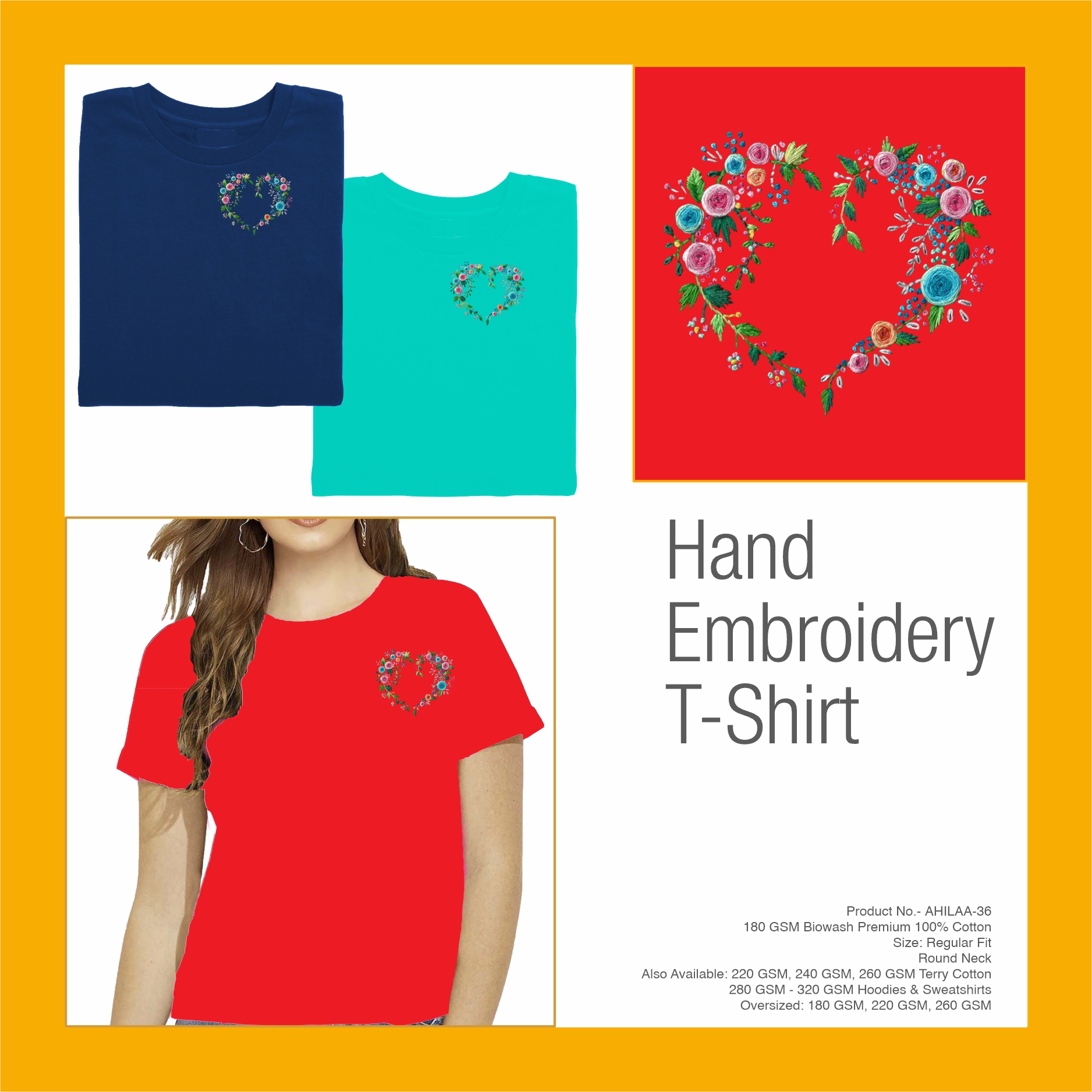 AHILAA-36 Hand Embroidery Valentine T-Shirt