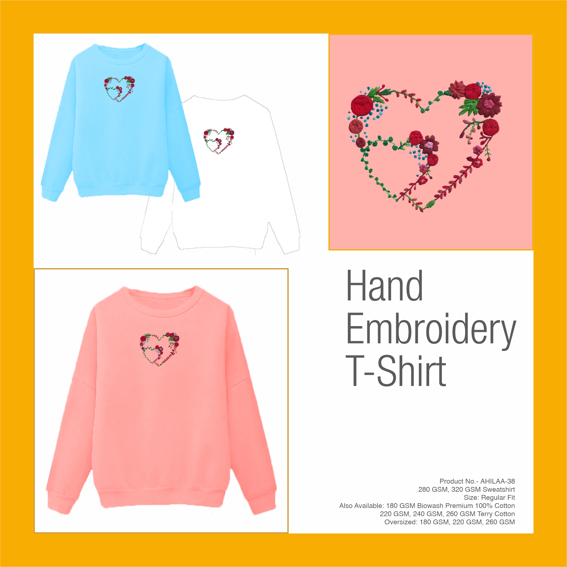 AHILAA-38 Hand Embroidery Valentine T-Shirt 