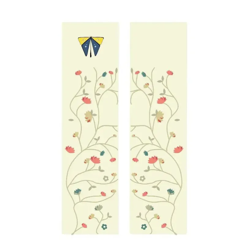 Printed Paper Bookmark Cream Blue Red Design