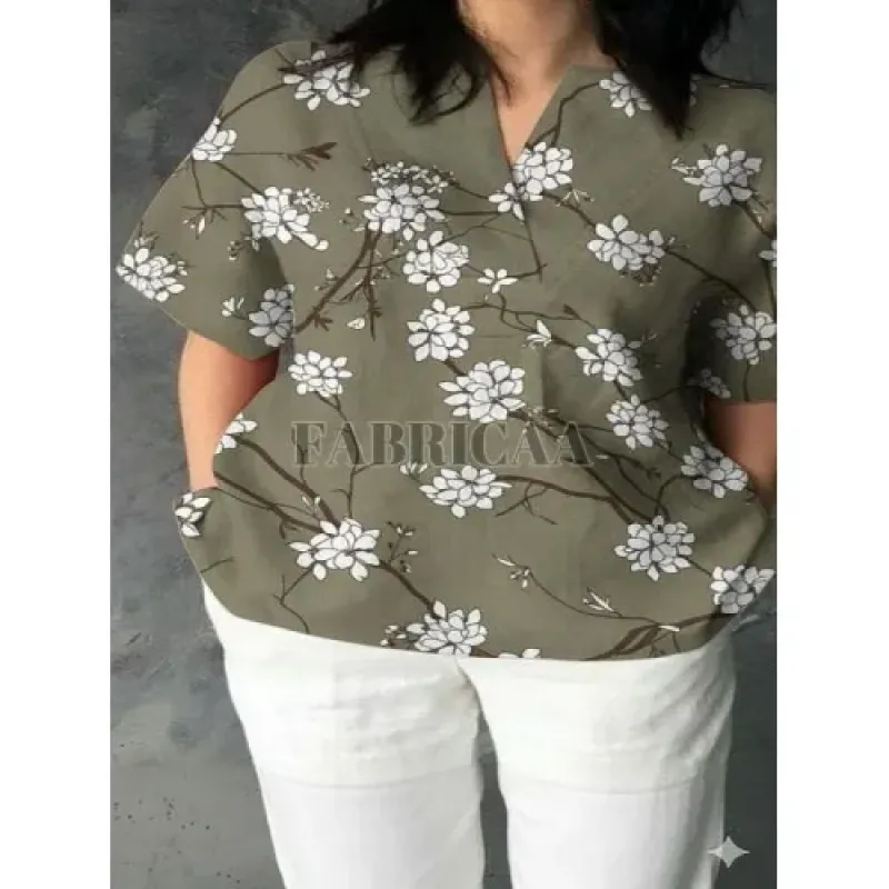 Rayon Olive Green Floral Printed Top