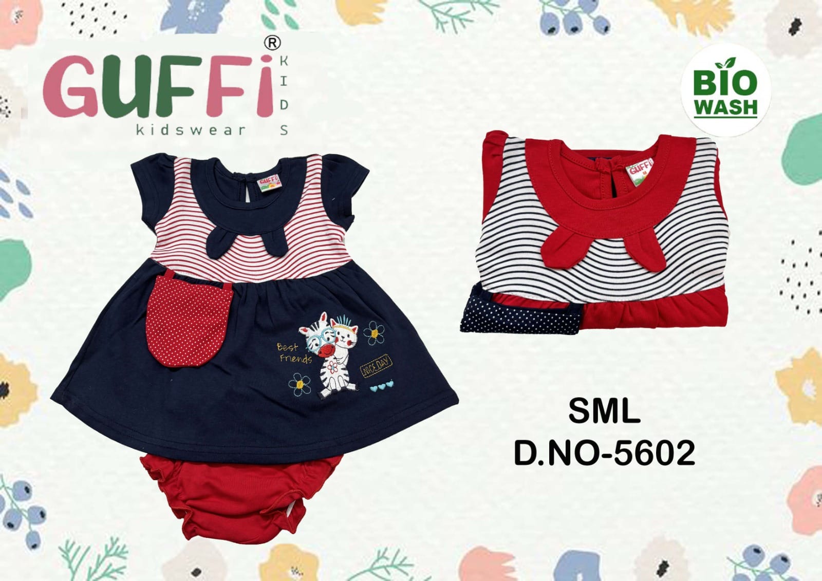 D.NO-5602 Baby Girl Half Sleeves Frock