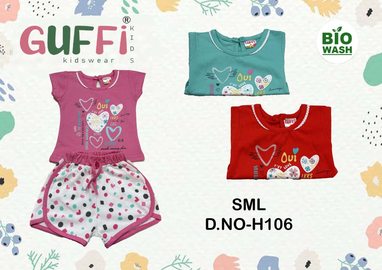 Kids Wear Printed T-Shirt & Shorts Set (D.NO-H106)