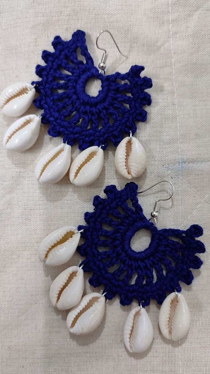 Stylish Seashell Blue Earrings