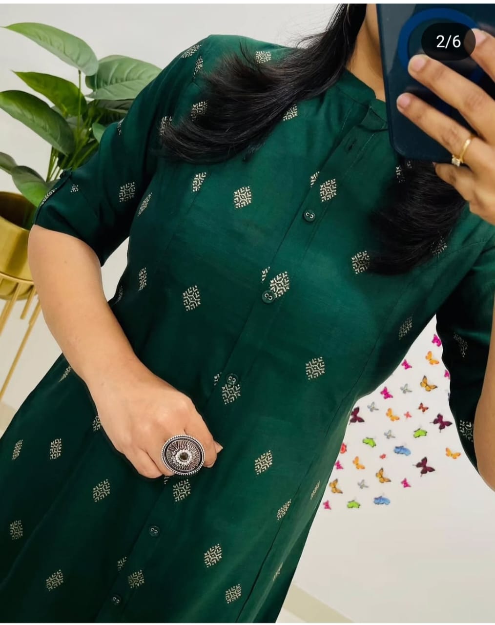 Green Cotton Fabric Kurta Set