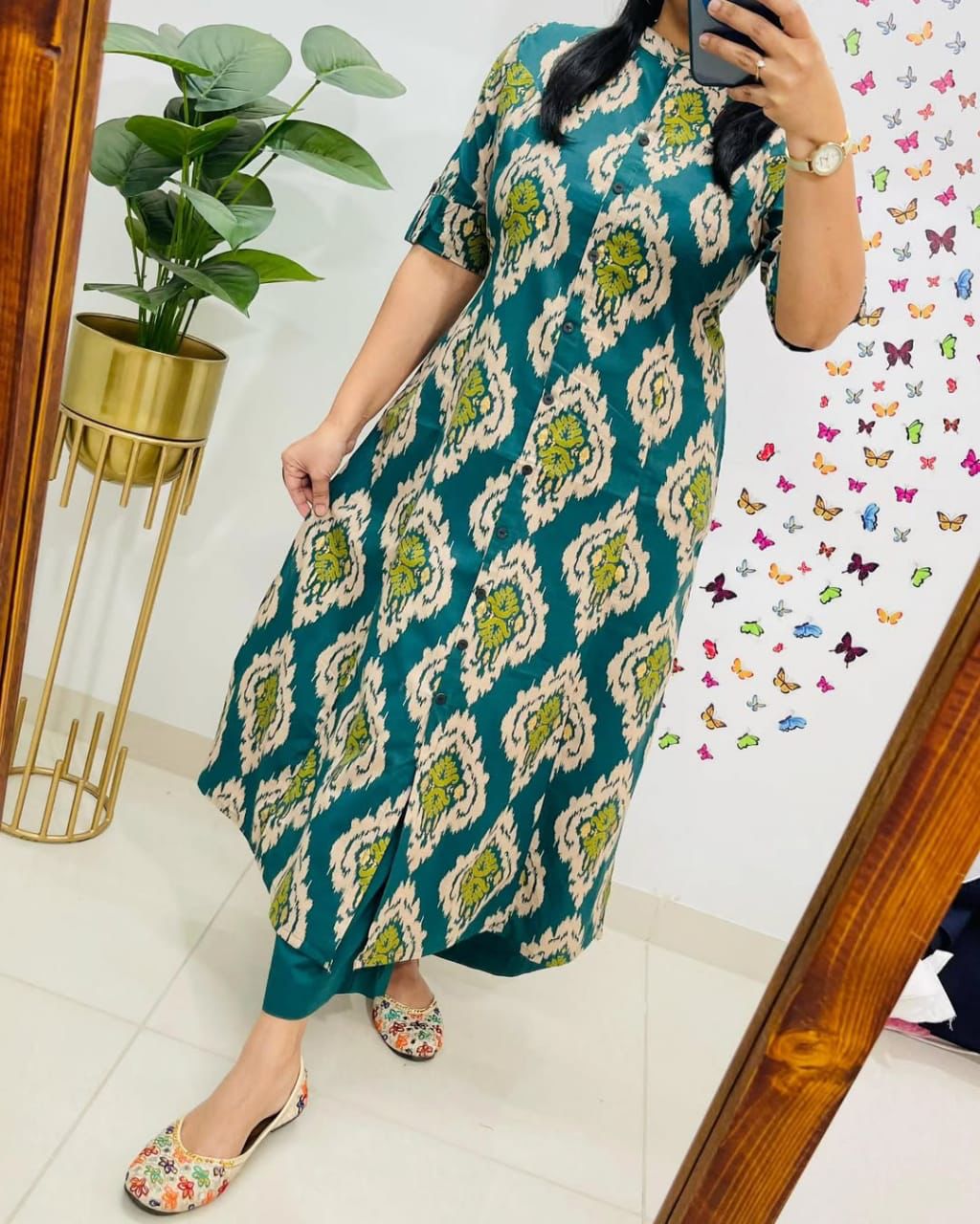 Jaipuri Print Border Design Kurti